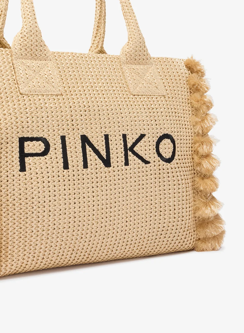 PINKO  Medium Beach tote in raffia and tassels for Women | Best Price UAE